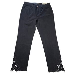 NWT Soft Surroundings triple S stretch 10P Crochet Ankle Pant black 10 PETITE
